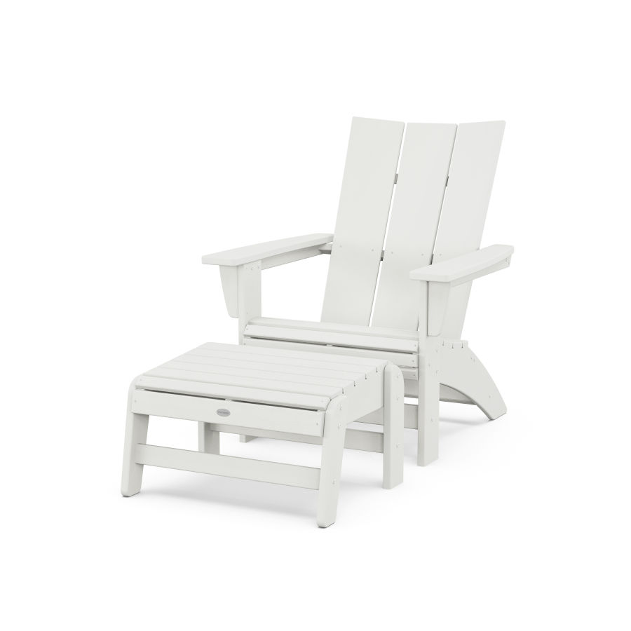 POLYWOOD Modern Grand Adirondack Chair with Ottoman in Vintage White
