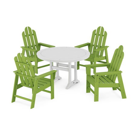 Long Island 5-Piece Round Dining Set with Trestle Legs in Lime / White