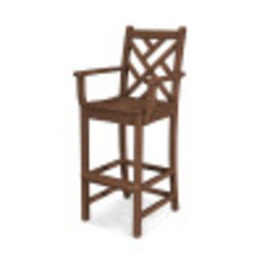 POLYWOOD Chippendale Bar Arm Chair in Teak