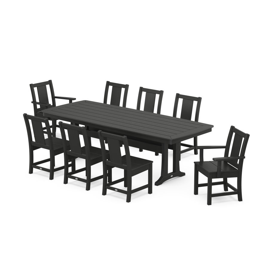 POLYWOOD Prairie 9-Piece Dining Set with Trestle Legs in Black