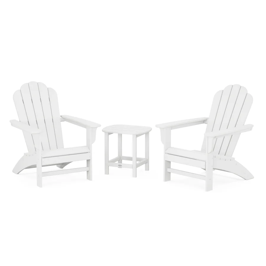 POLYWOOD Cottage Adirondack Chair 3-Piece Set in White