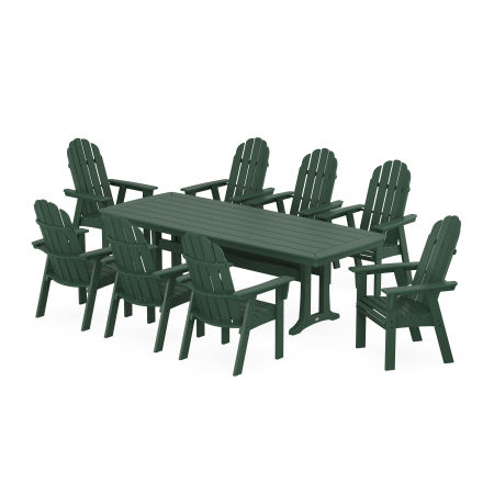Vineyard Curveback Adirondack 9-Piece Dining Set with Trestle Legs in Green