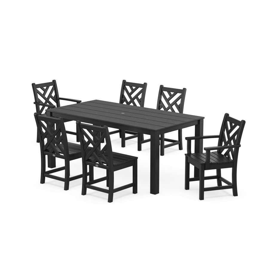 POLYWOOD Chippendale 7-Piece Parsons Dining Set in Black