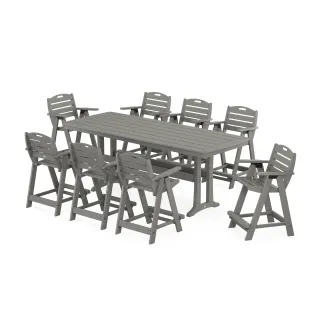 POLYWOOD Nautical 9-Piece Counter Set with Trestle Legs