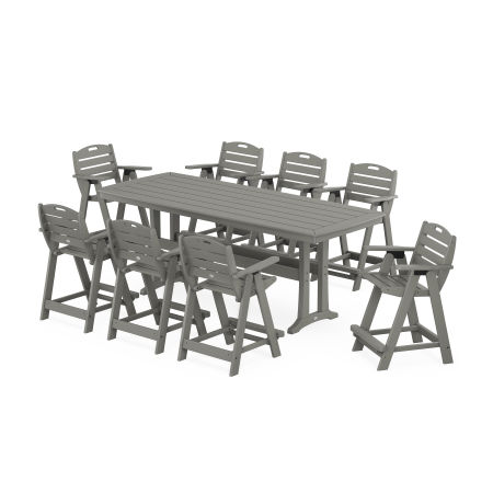 POLYWOOD Nautical 9-Piece Counter Set with Trestle Legs