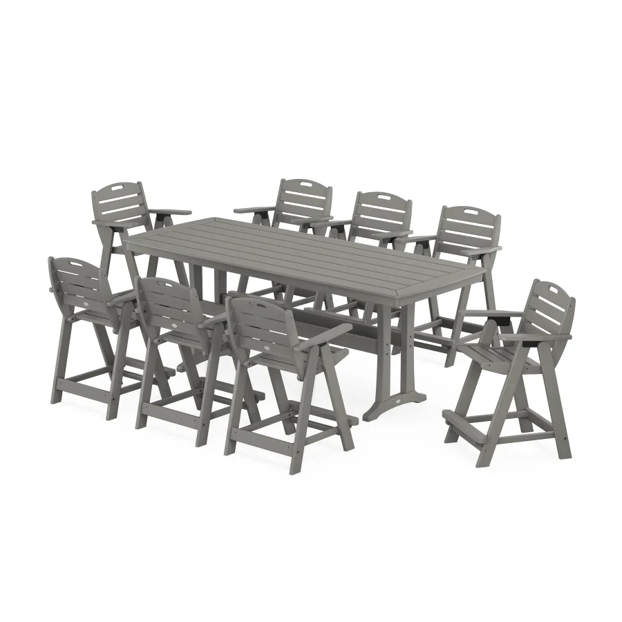 POLYWOOD Nautical 9-Piece Counter Set with Trestle Legs