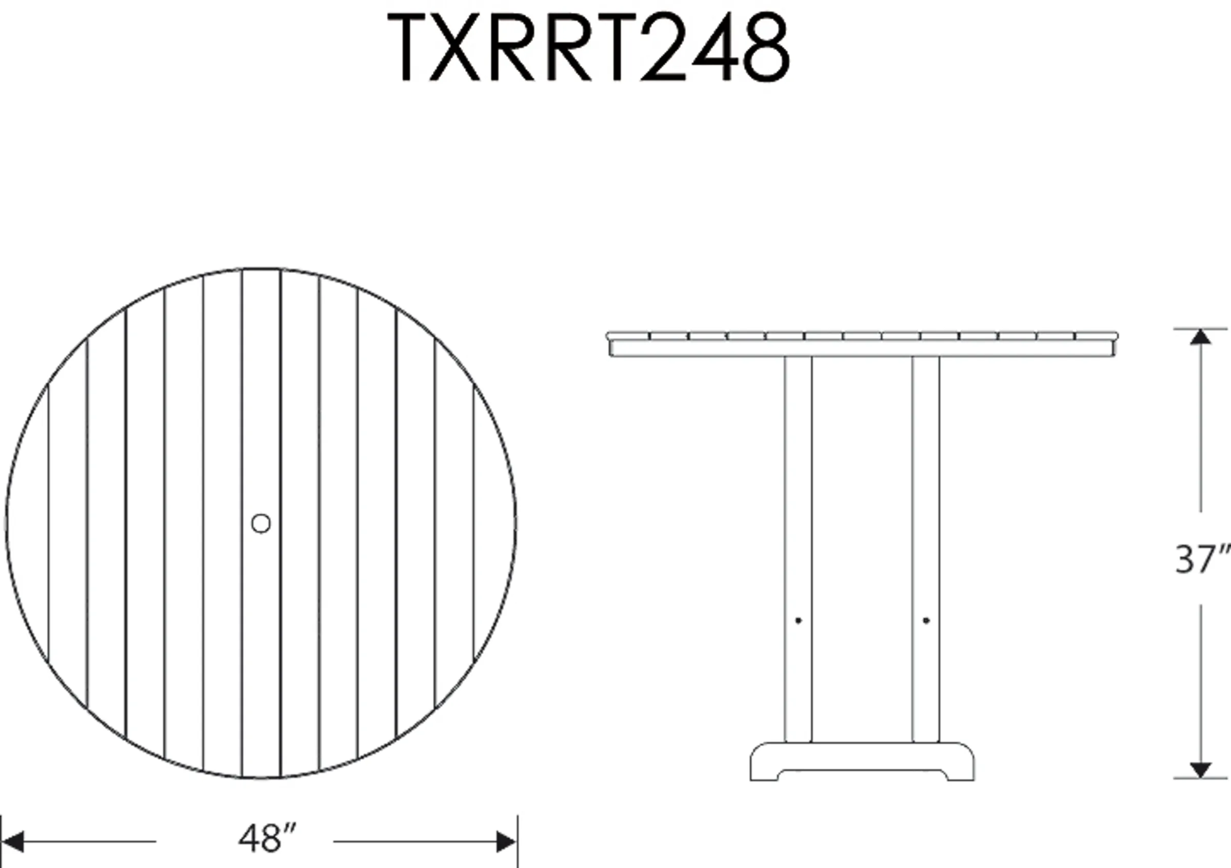 Dimensions for Monterey Bay Round 48" Counter Table