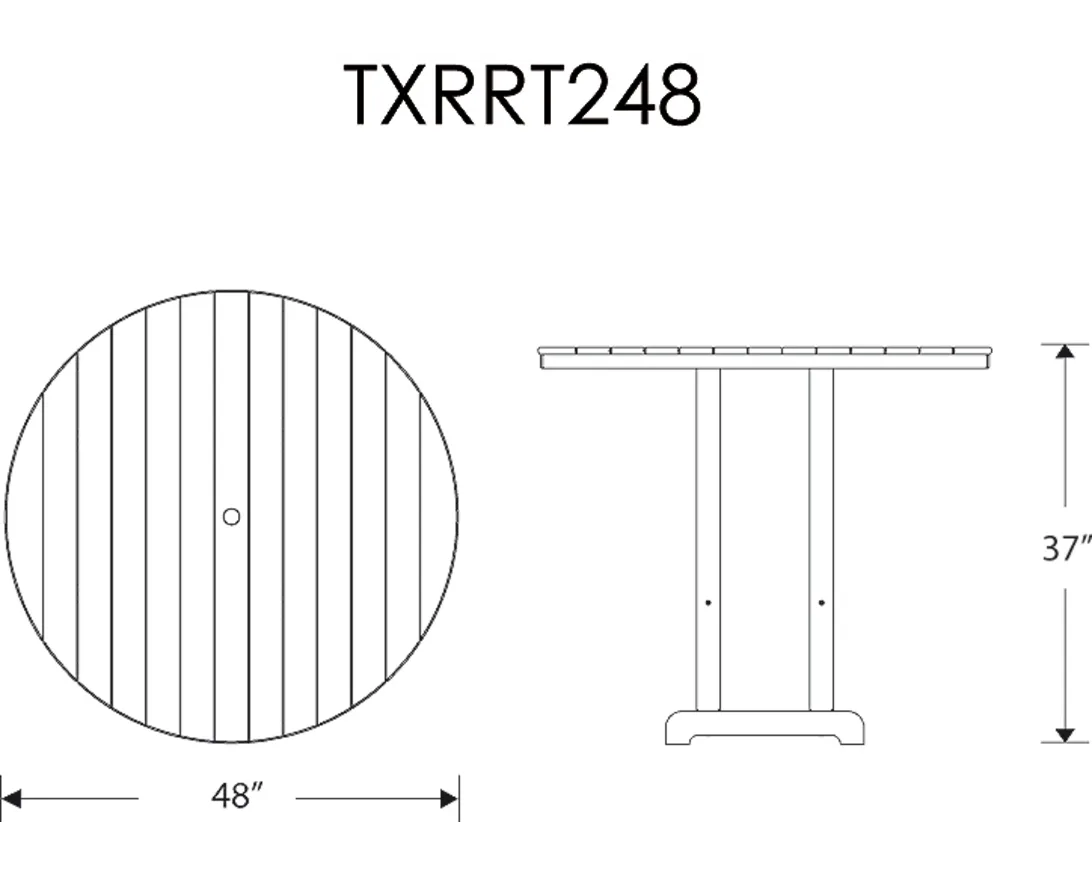Dimensions for Monterey Bay Round 48" Counter Table