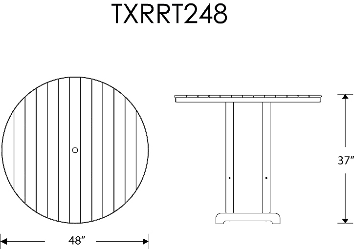 Dimensions for Monterey Bay Round 48" Counter Table