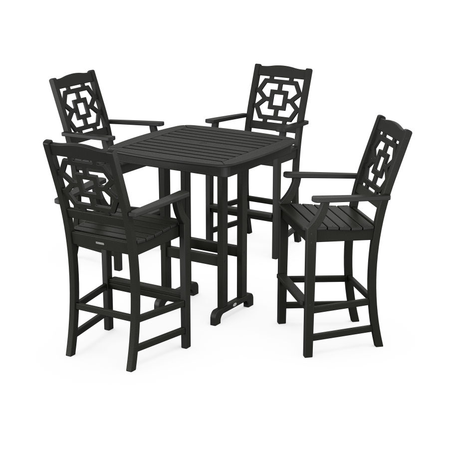 POLYWOOD Chinoiserie 5-Piece Bar Set in Black