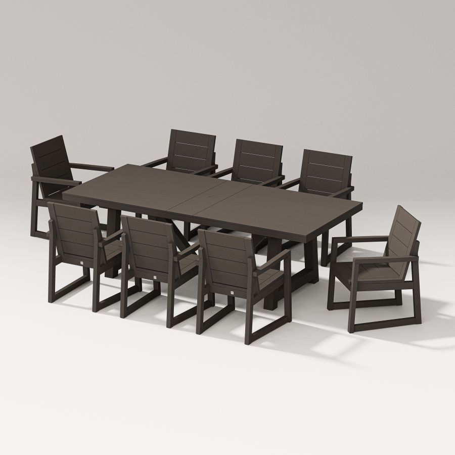 POLYWOOD Elevate 9-Piece A-Frame Table Dining Set in Vintage Coffee