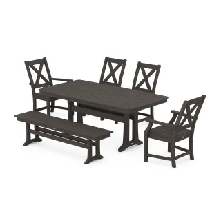 POLYWOOD Braxton 6-Piece Dining Set with Trestle Legs in Vintage Finish