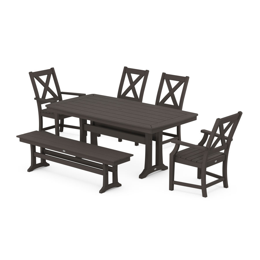 POLYWOOD Braxton 6-Piece Dining Set with Trestle Legs in Vintage Finish