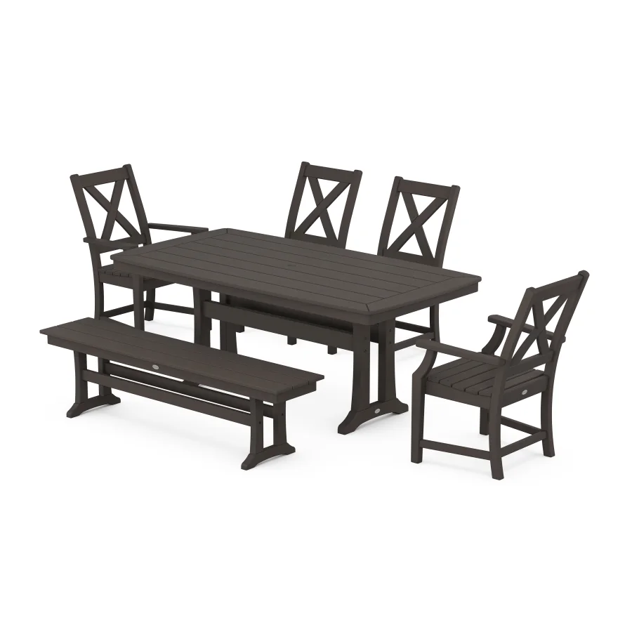 POLYWOOD Braxton 6-Piece Dining Set with Trestle Legs in Vintage Finish