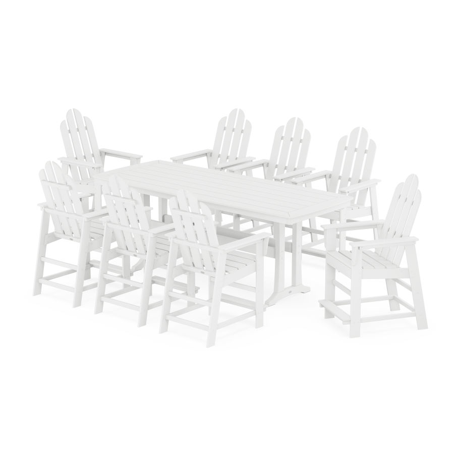 POLYWOOD Long Island 9-Piece Counter Set with Trestle Legs in White
