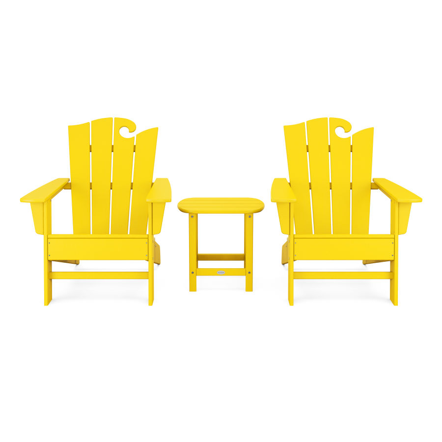 POLYWOOD Wave 3-Piece Adirondack Set with The Ocean Chair in Lemon