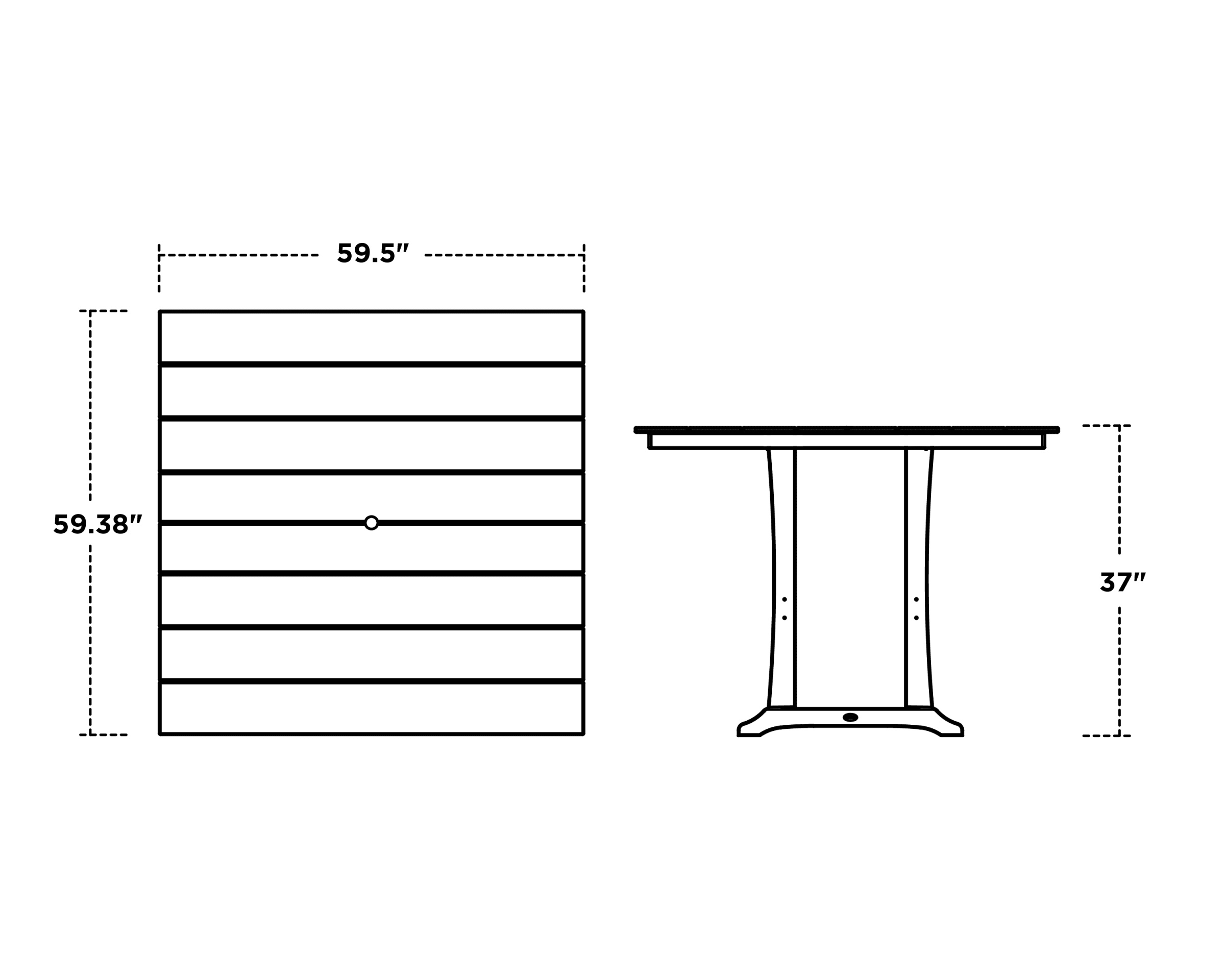 Dimensions for Farmhouse Trestle 59" Counter Table