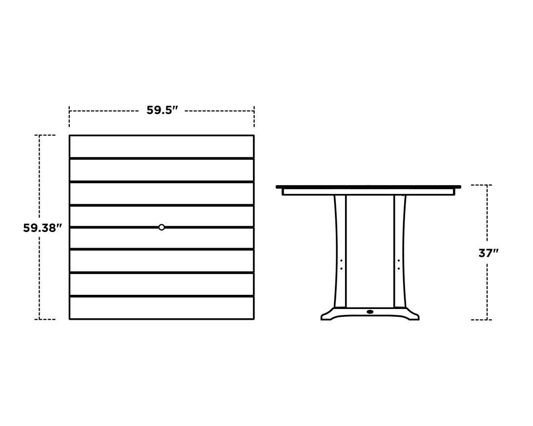 Dimensions for Farmhouse Trestle 59" Counter Table