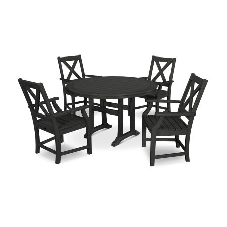 Braxton 5-Piece Nautical Trestle Arm Chair Dining Set in Black