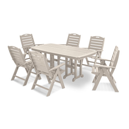 POLYWOOD Nautical Folding Chair 7-Piece Dining Set in Sand
