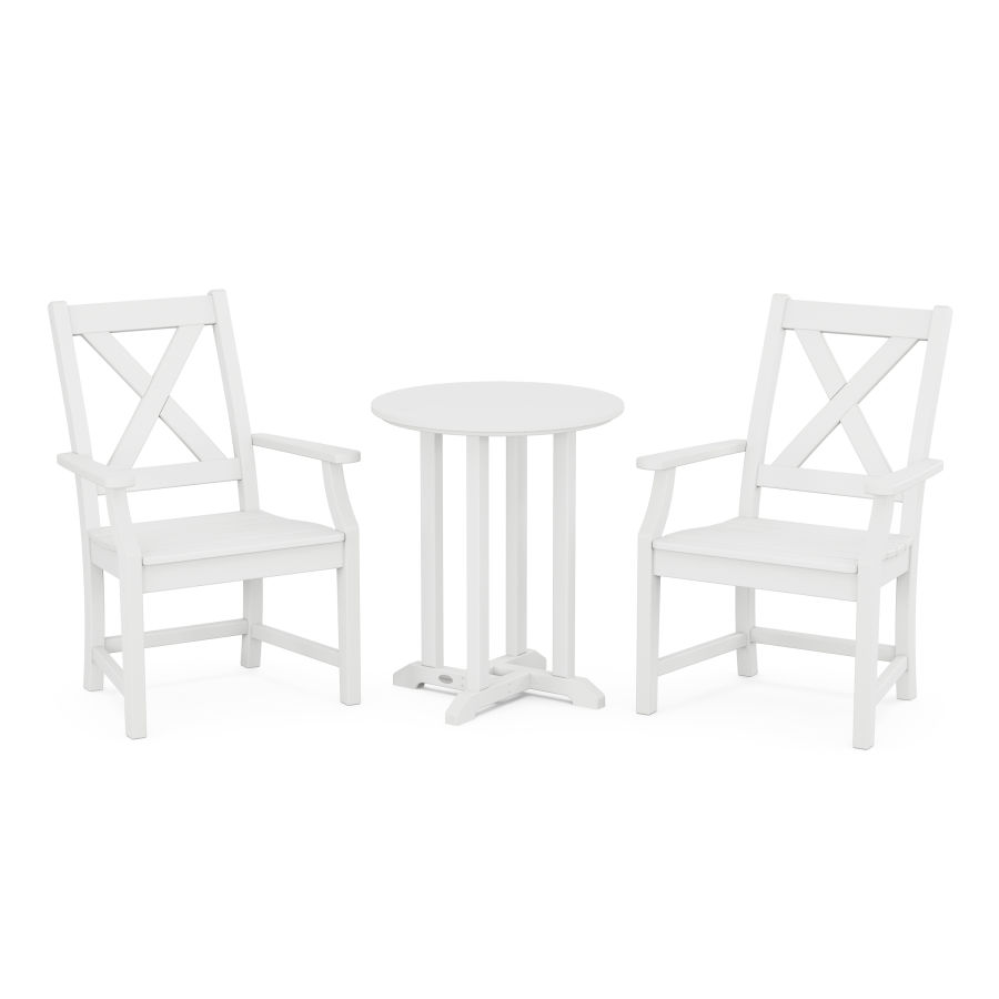 POLYWOOD Braxton 3-Piece Round Dining Set in White