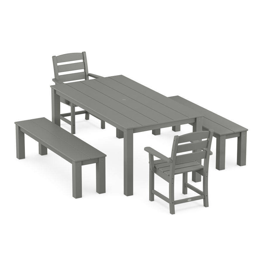 POLYWOOD Lakeside 5-Piece Parsons Dining Set with Benches