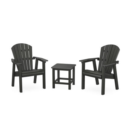 Seashell 3-Piece Upright Adirondack Chair Set in Black
