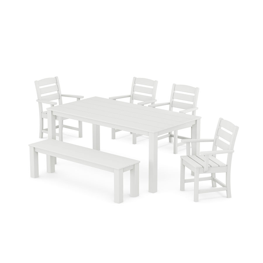 POLYWOOD Lakeside 6-Piece Parsons Dining Set with Bench in White