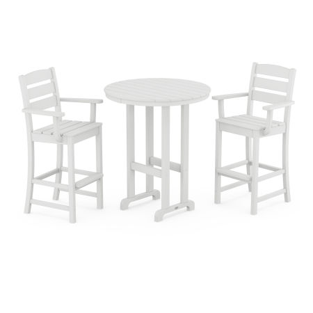 Lakeside 3-Piece Round Bar Arm Chair Set in White