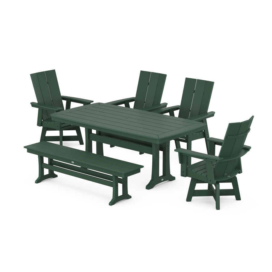 POLYWOOD Modern Adirondack 6-Piece Dining Set with Trestle Legs in Green