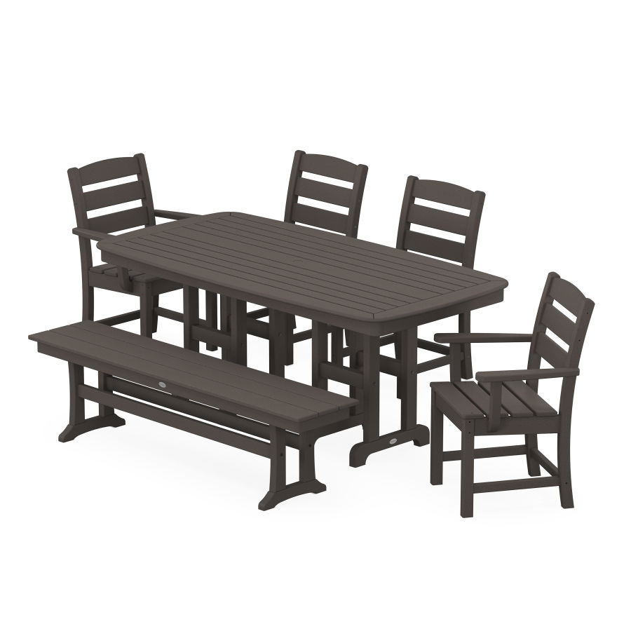 POLYWOOD Lakeside 6-Piece Dining Set with Bench in Vintage Finish