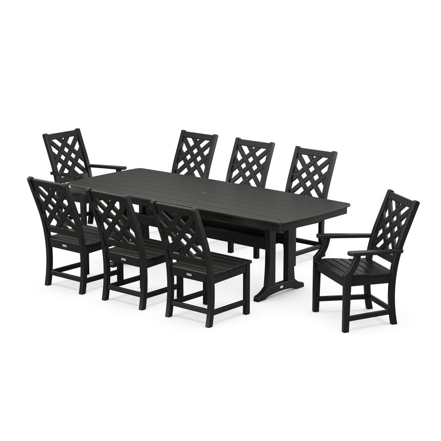 POLYWOOD Wovendale 9-Piece Dining Set with Trestle Legs in Black