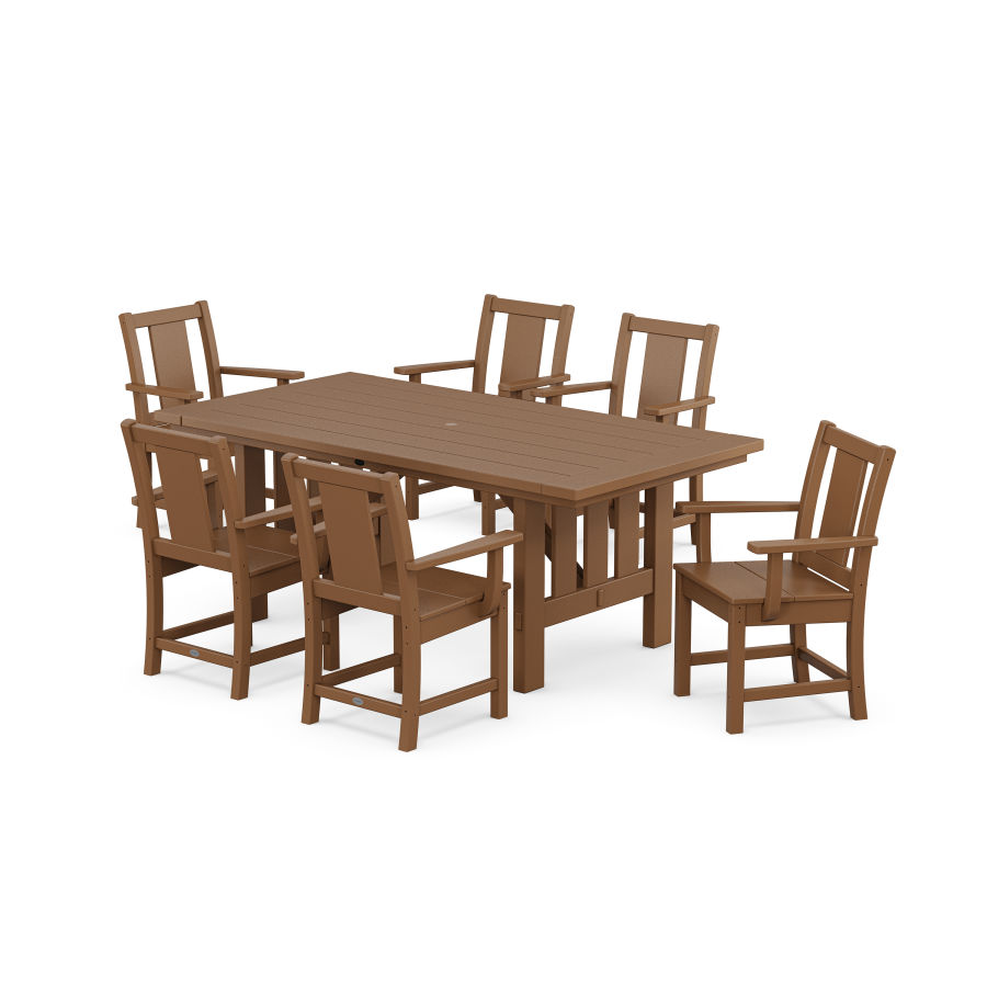 POLYWOOD Prairie Arm Chair 7-Piece Mission Dining Set in Teak