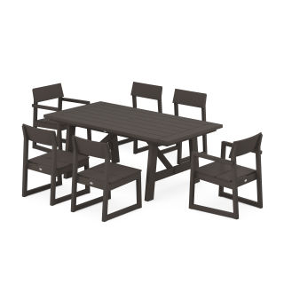 POLYWOOD EDGE 7-Piece Rustic Farmhouse Dining Set in Vintage Finish