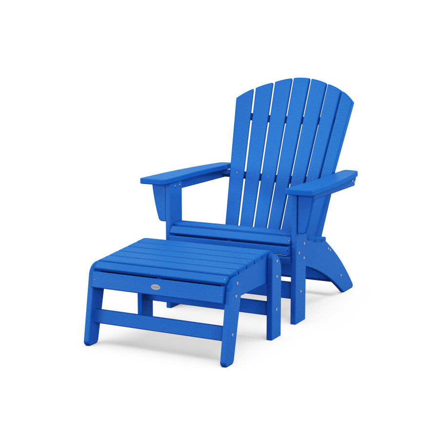 POLYWOOD Nautical Grand Adirondack Chair with Ottoman in Pacific Blue