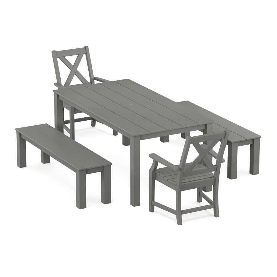 POLYWOOD Braxton 5-Piece Parsons Dining Set with Benches