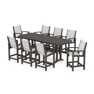 Coastal 9-Piece Counter Set with Trestle Legs in Vintage Finish