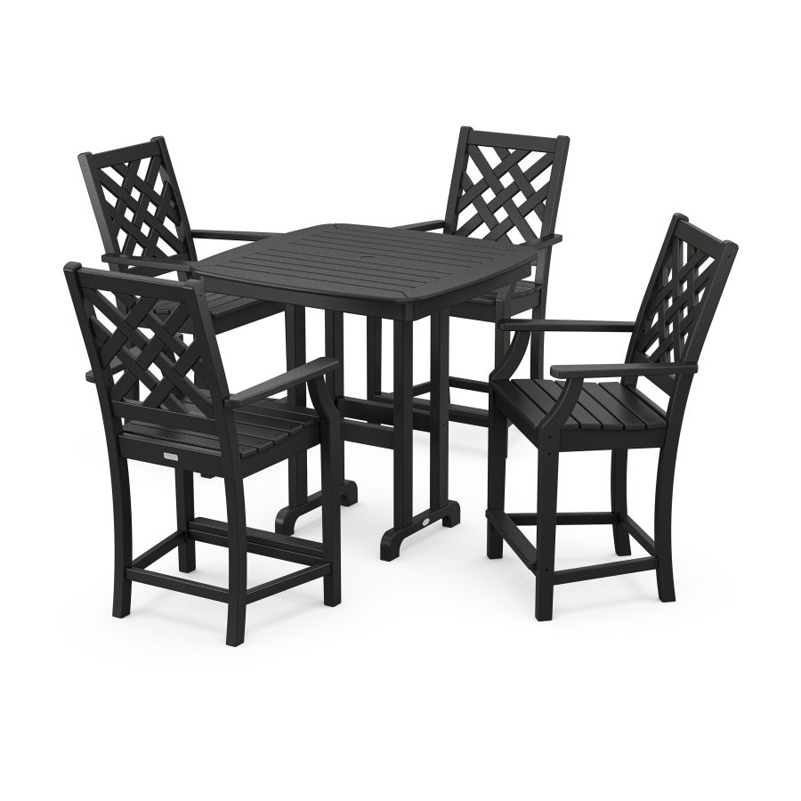 POLYWOOD Wovendale 5-Piece Counter Set in Black