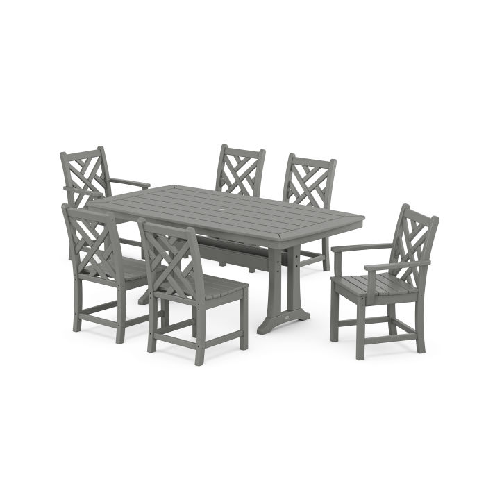 POLYWOOD Chippendale 7-Piece Dining Set with Trestle Legs