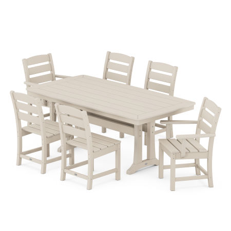 Lakeside 7-Piece Nautical Trestle Dining Set in Sand