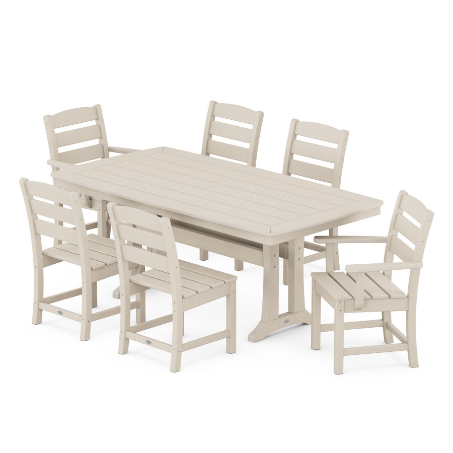 POLYWOOD Lakeside 7-Piece Dining Set with Trestle Legs in Sand