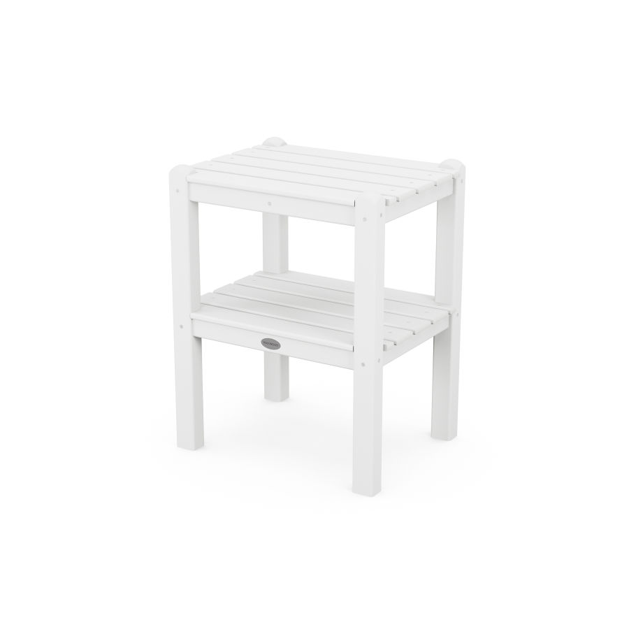 POLYWOOD Two Shelf Side Table in White
