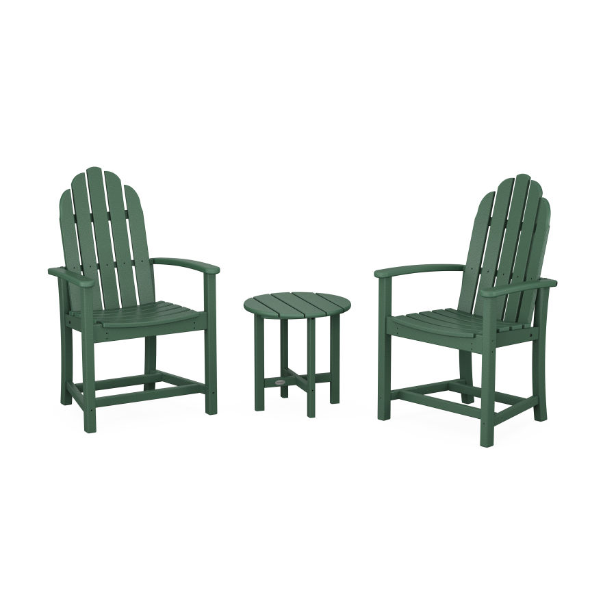 POLYWOOD Classic 3-Piece Upright Adirondack Chair Set in Green
