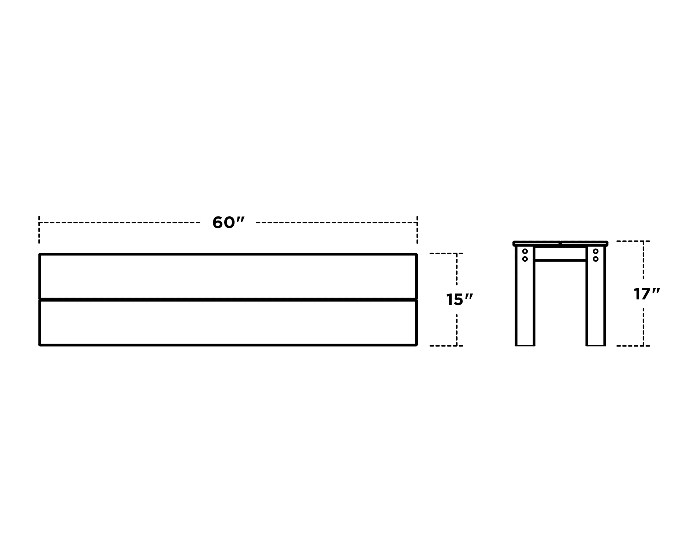 Dimensions for Parsons 60" Bench