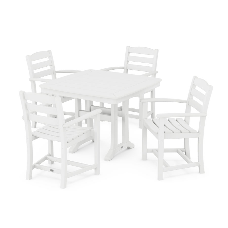 POLYWOOD La Casa Café 5-Piece Dining Set with Trestle Legs in White