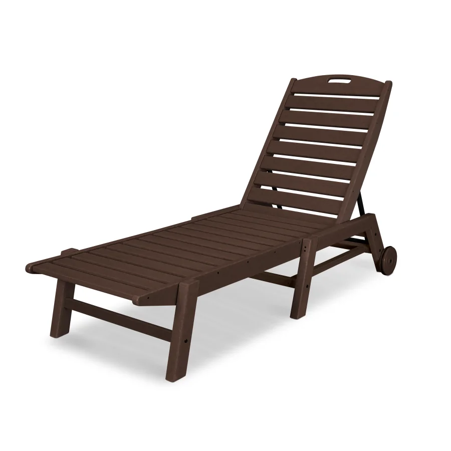 POLYWOOD Nautical Chaise with Wheels in Mahogany