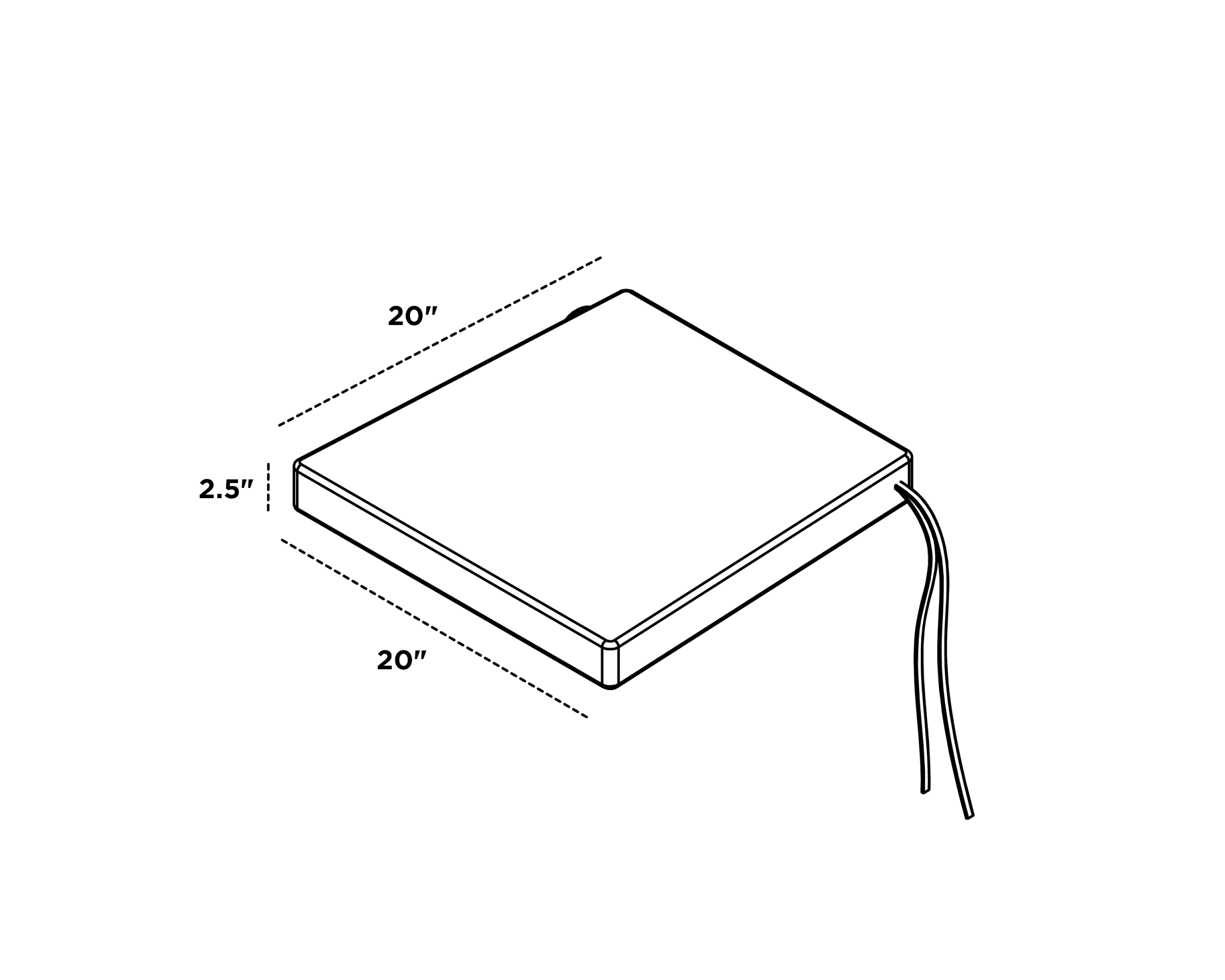 Dimensions for Seat Cushion - 20"D x 20"W x 2.5"H