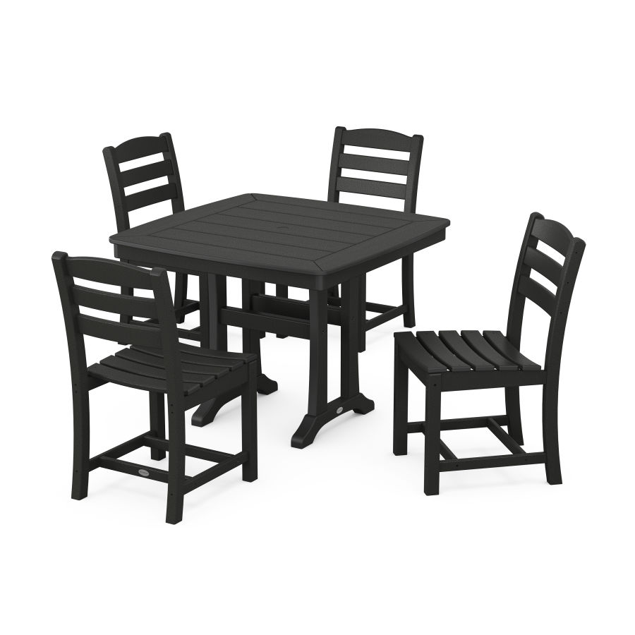 POLYWOOD La Casa Café Side Chair 5-Piece Dining Set with Trestle Legs in Black