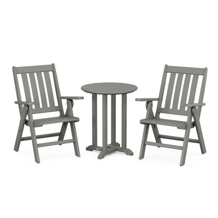 Vineyard Folding Chair 3-Piece Round Dining Set