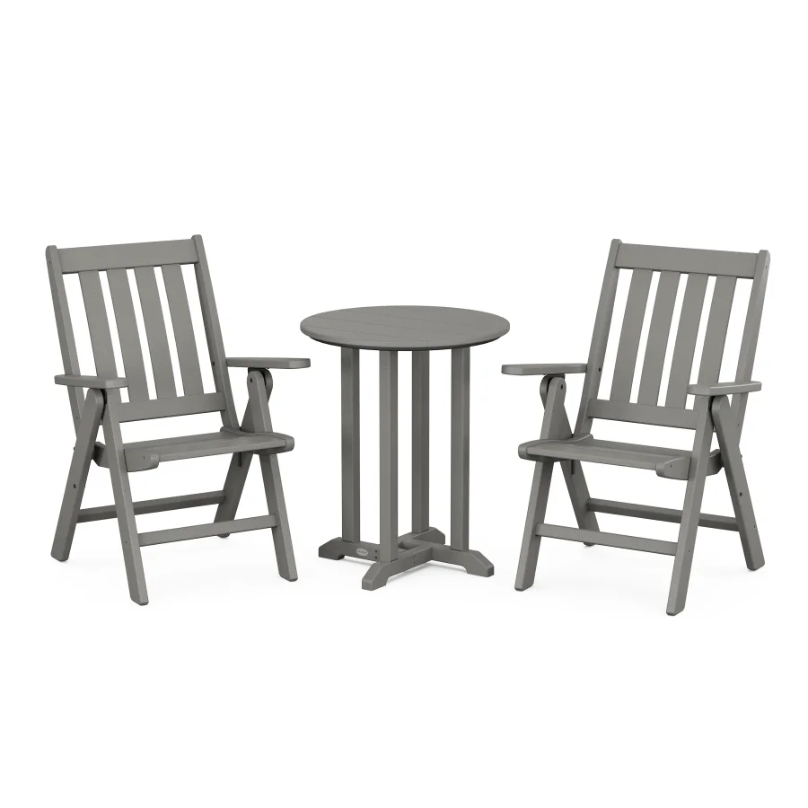 POLYWOOD Vineyard Folding Chair 3-Piece Round Bistro Dining Set